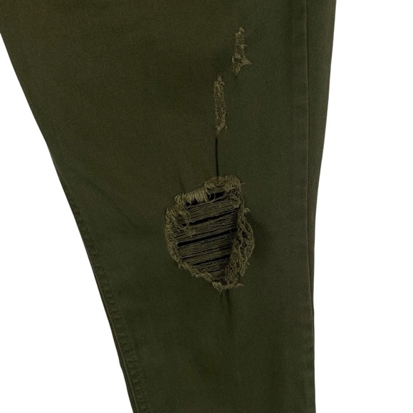 Express Womens Jeans Sz 12 Legging High Rise Stretch Supersoft Green Distressed - Picture 2 of 14